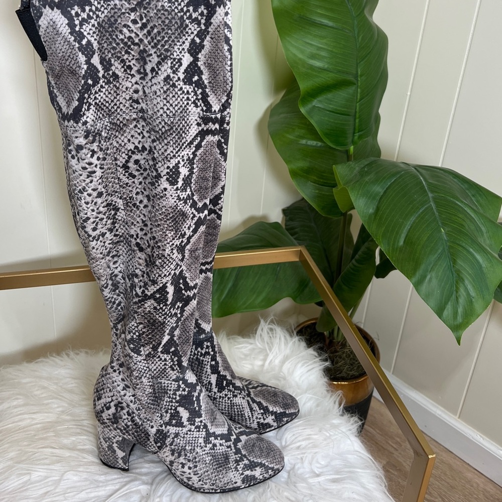Marc Fisher Over The Knee Snake Print Boots